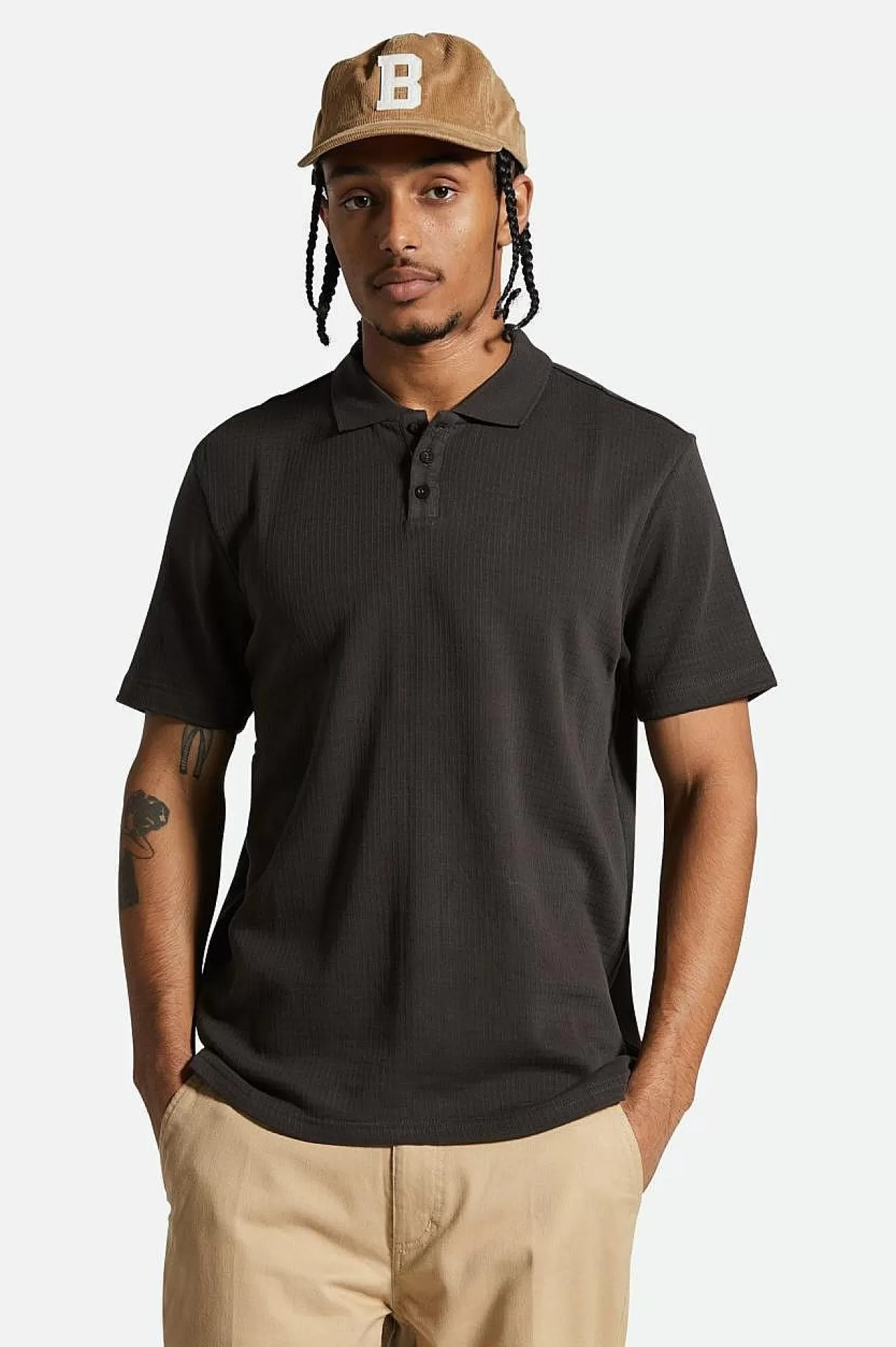Brixton Waffel-Kurzarm-Poloshirt<Männer Strickwaren Und Hoodies